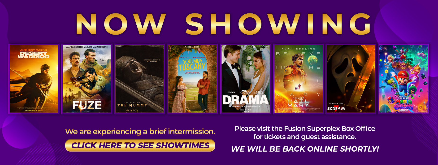 NOW SHOWING WEBSITE CAROUSEL